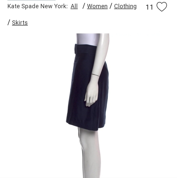 Kate SPADE NEW YORK BOW ACCENTS KNEE LENGTH NAVY & GOLD SKIRT SIZE 2 - Picture 3 of 8